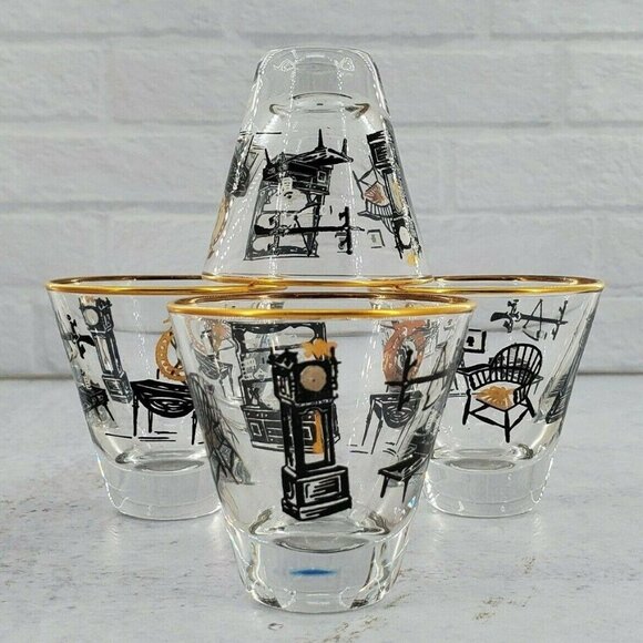 Libbey Other - Vintage MCM Set of Four 4 Libbey Curio Line Shot Bar Glasses Mid Century Barware